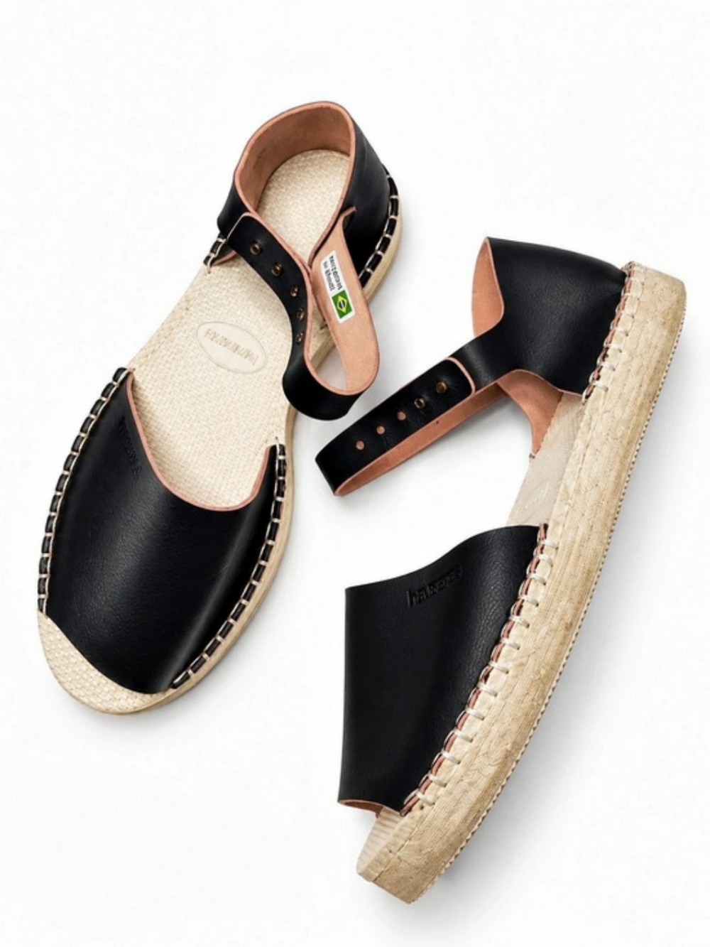 havaianas Size EU 38 Black & Brown Espadrille Sandals
